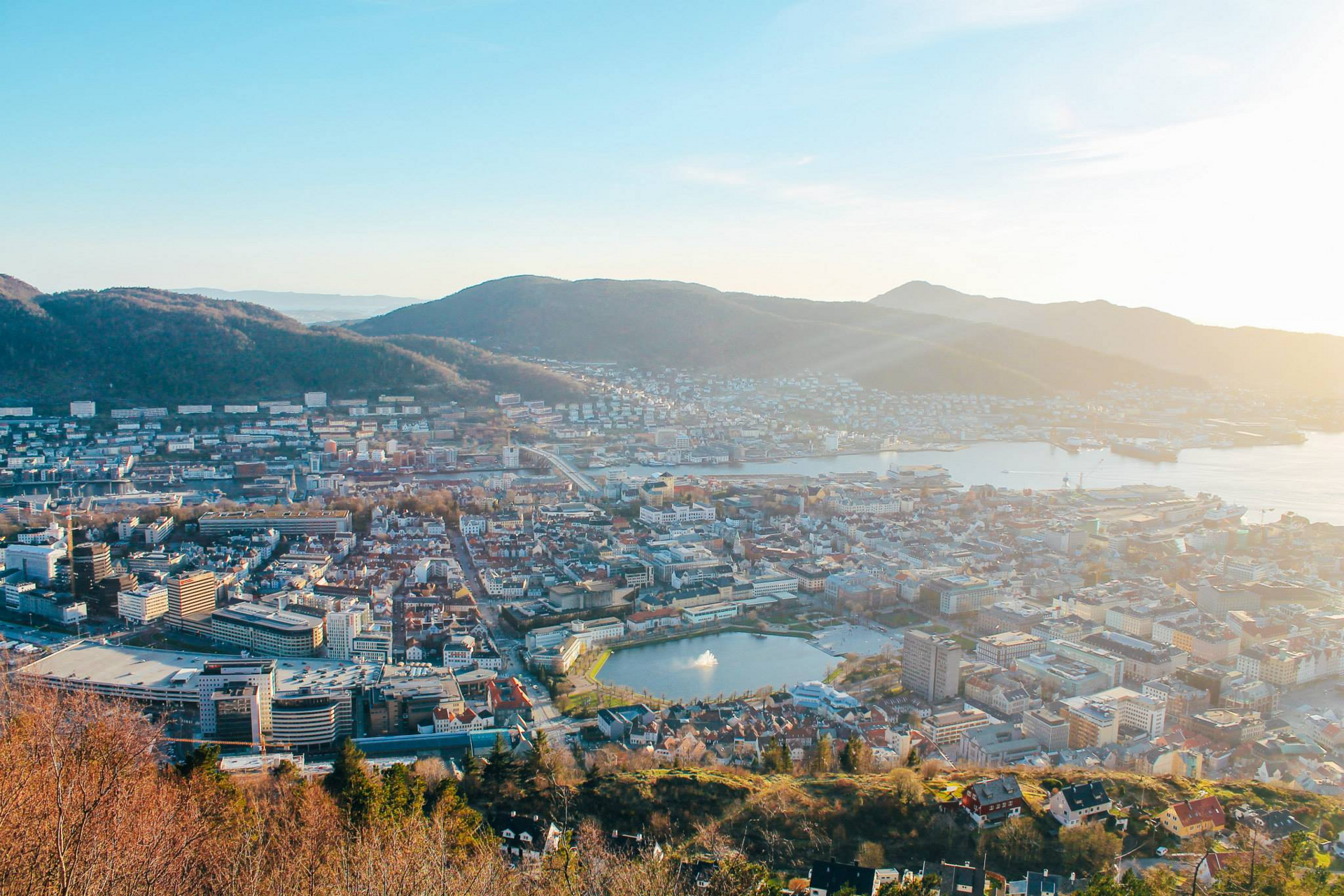 Utsikt over Bergen ved sjokanten, relevant for Varm Marineholmen